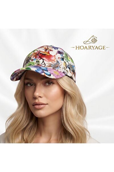 hoaryage Unisex Custom Made Floral Pattern Genuine Lambskin Baseball Cap