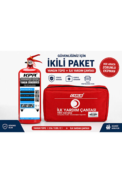 KPR YANGIN 1 KG Kuru Kimyevi Tozlu Yangın Söndürücü + İlk Yardım Çantası Seti...