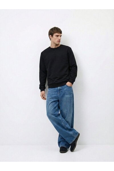 Ltb Regular Fit Basic Crew Neck Black Sweatshirt