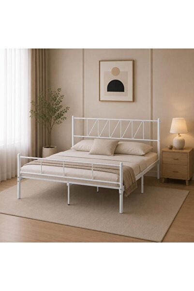 SAHABA Metal Bed, Small Double Bed Frame 190x120 cm, Metal Platform Bed Frame