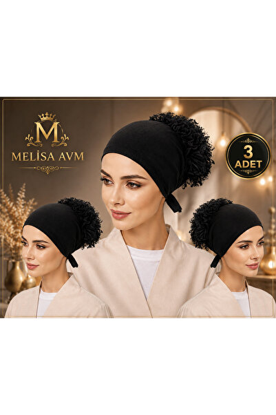 MELİSA AVM 3 Pcs Ruffled Hijab Bonnet with Frills