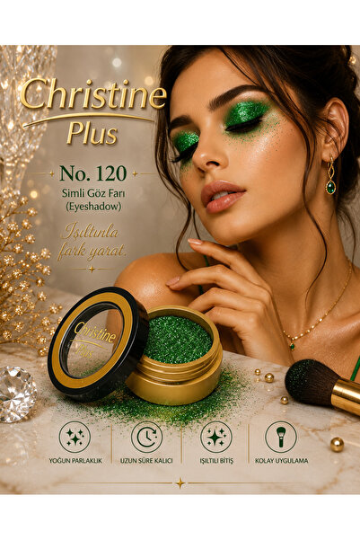 Christine Plus Dense Shimmering Glitter Eyeshadow in Powder Form – Dark Emera...
