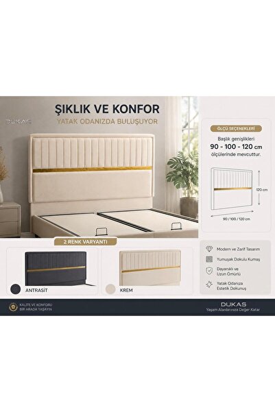 dukas Yakamoz Baza Başlığı (90 CM BAŞLIK KREM)