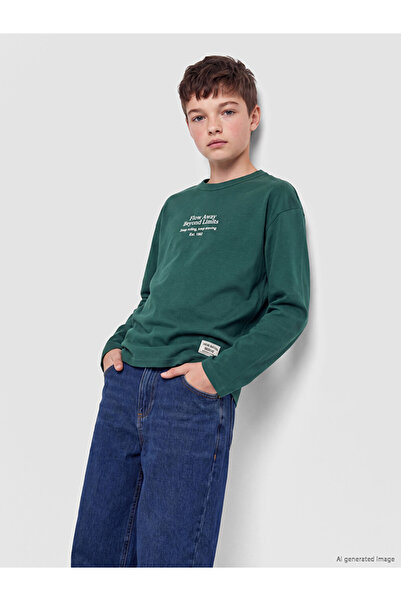 LC Waikiki Crew Neck Slogan Printed Boys' T-Shirt