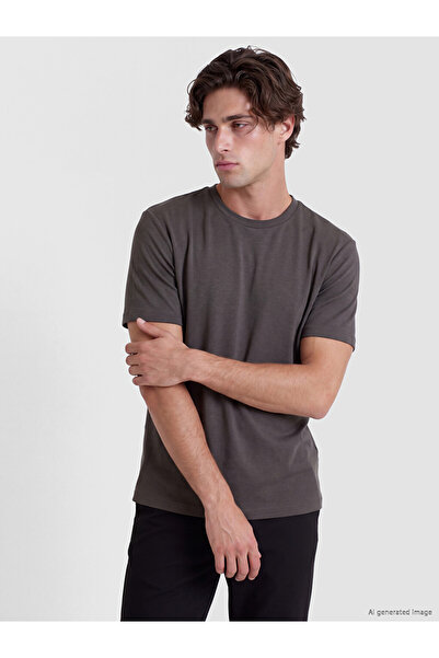 LC Waikiki Vizyon New Season Anthracite Loose Fit Fluid Fabric T-Shirt /04