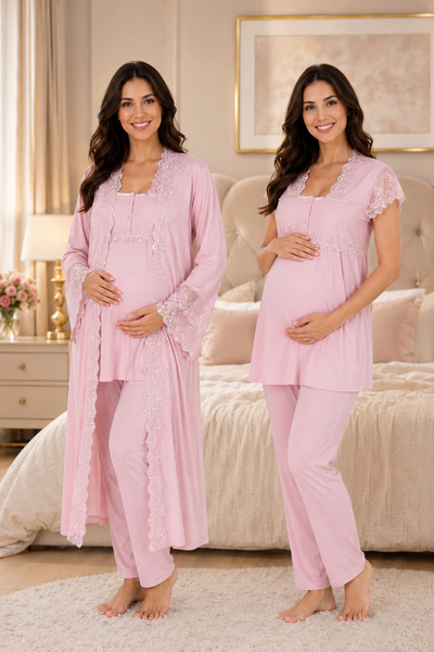 by İGP Lace-Trimmed Maternity Pajama Set Effortt