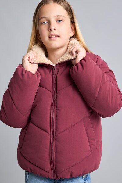 DeFacto Oversize Plush Collar Detailed Quilted Zippered Inflatable Coat for G...