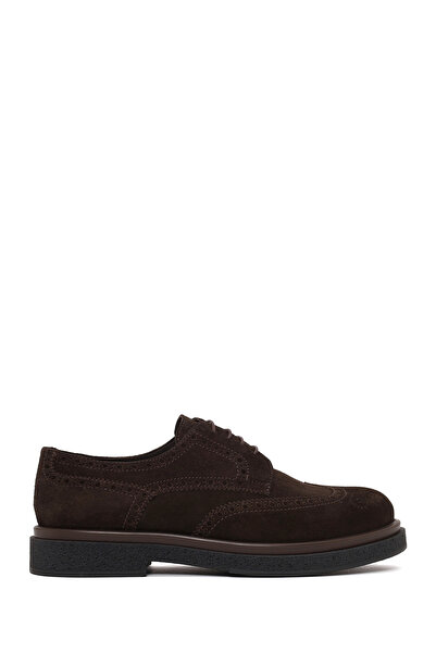 Derimod Men's Brown Lace-Up Suede Leather Casual Shoes Wm820003Ds