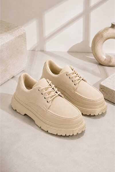 Mhoda Shoes Premium Rahat Bağlamalı Makosen Ayakkabı Bej