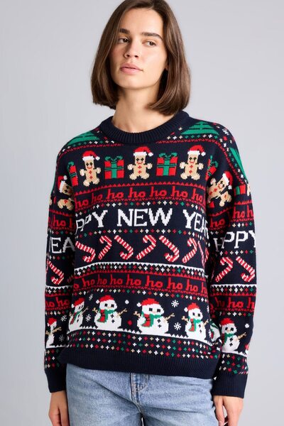 DeFacto New Year's Themed Jacquard Regular Fit Crew Neck Knitwear Sweater I26...