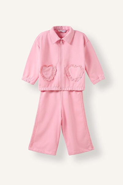 DeFacto Heart Pocket Detailed Zippered Top Wide Cut Bottom 2-Piece Set Baby G...