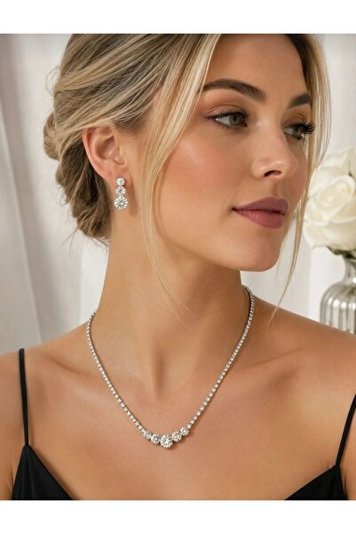 Mihra Aksesuar Necklace Earring Set Luxury