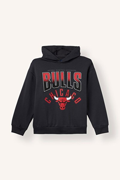 DeFacto Nba Chicago Bulls Hooded Cotton Sweatshirt Boys' F4086A826Wn