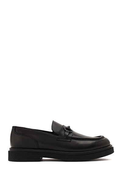 Derimod Men's Black Buckle Leather Casual Loafer Wm820009Dv