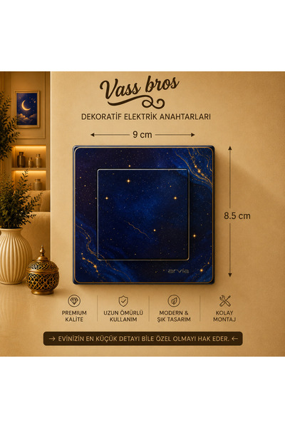 Vass Bros Dekoratif Elektrik Anahtarı - Şık Tasarım Işık Anahtarı - Duvar Anahtarı