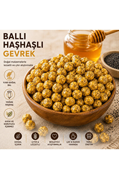 Geyik BALLI DOĞAL HAŞHAŞLI GEVREK (250 Gr)