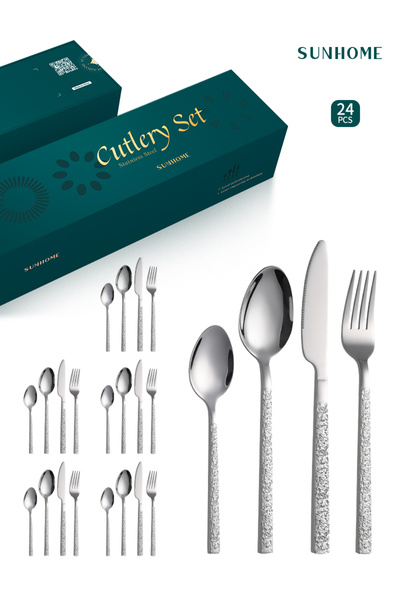 Sunhome 24-Piece Stainless Steel Cutlery Set Silver