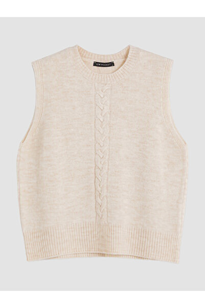 LC Waikiki Lcw Modest Ecru Crew Neck Women's Knitwear Sweater