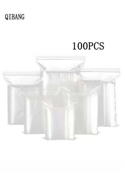 Qibang 100 Piece Zipper Plastic Bags Clear Suitable for printed materials, of...