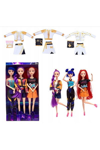OEM Set 3 Păpuși K-POP Demon Hunter Girls, 3 Piese + 3 Seturi de Haine de Sch...
