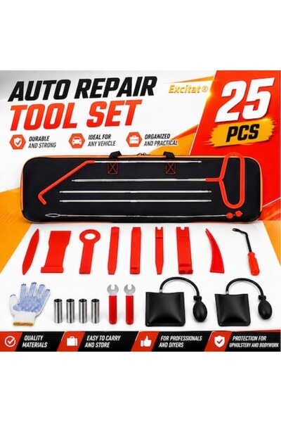 Excitat 25-piece car tool set, Excitat®, steel and aluminum alloy tools, angu...