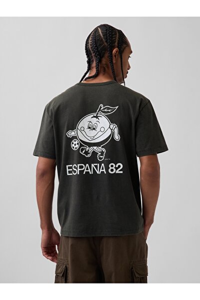 GAP Erkek Siyah FIFA WORLD CUP™ Klasikleri Relaxed Grafik T-Shirt
