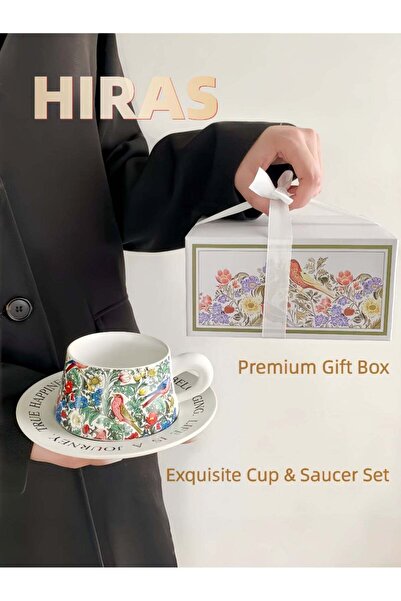 Generic Vintage Floral Bird Watercolor Ceramic Tea Cup and Saucer Sets Coffee...