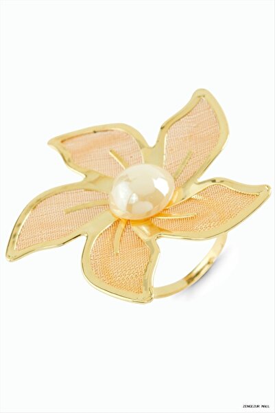ZERO LAND Zngzrmll Flower Pearl Metal (82252) Ring Yellow