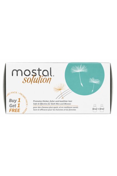 MOSTAL محلول لنمو الشعر وتكثيفه 50 مل، عرض خاص 1+1 مجانًا