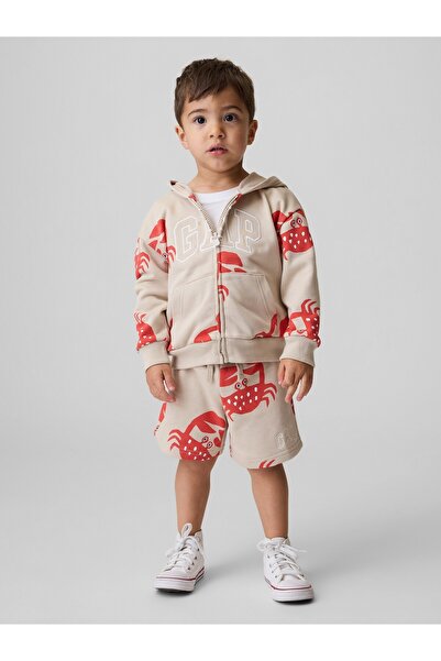 GAP Erkek Bebek Açık Kahverengi Relaxed Logo Fransız Havlu Kumaş Pull-On Şort