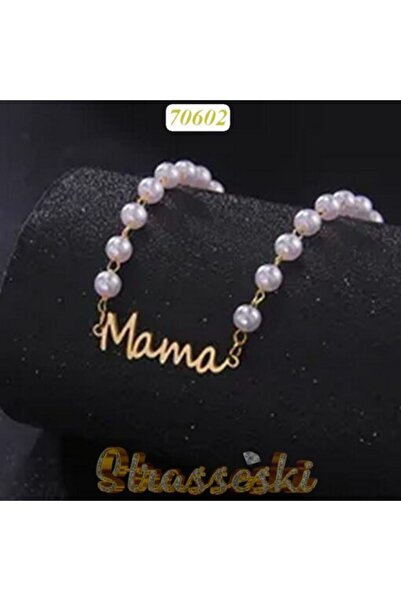 OEM Κολιέ μήκους 37+5 εκ. με πέρλες και χρυσό  "Mama " από ατσάλι.