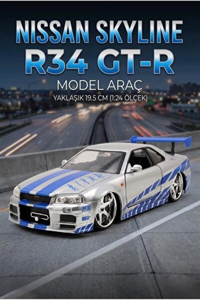 Tıfıl Toys Hobbiez Licensed Nissan Skyline R-34 Model Diecast Car 1/24 Scale ...