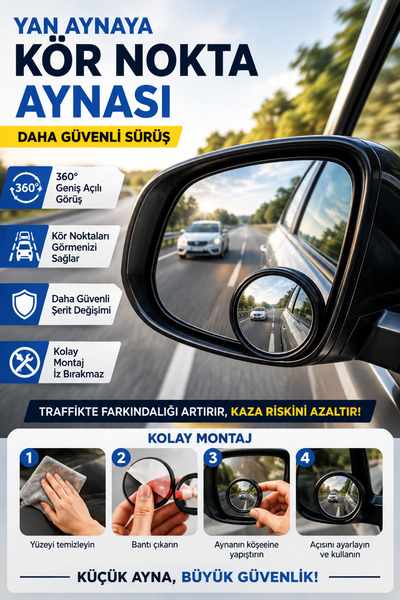 Single 2 Li Kör Nokta Ayna Seti Oto Motorsiklet Kör Nokta Dikiz Yan Görüş Güvenlik Aynası