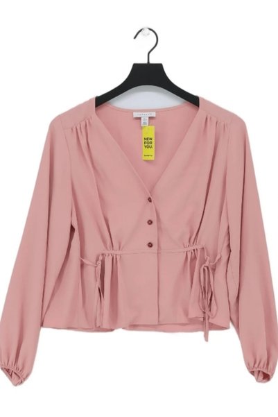 TOPSHOP Time kadın pudra pembesi V yaka bluz