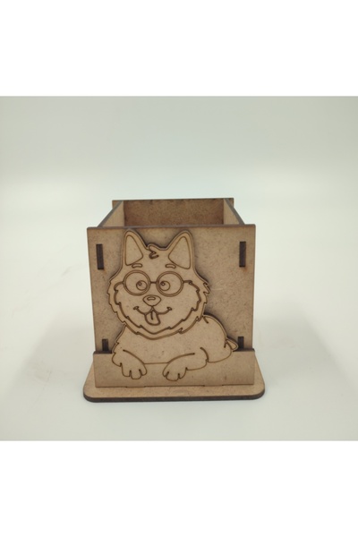 WOODIVA AHŞAP Cute Dog Paintable Wooden Pen Holder School DIY Activity Activi...