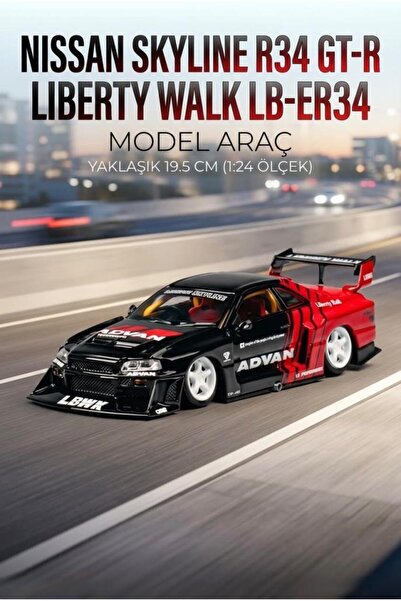 Tıfıl Toys Hobbiez Lisanslı Nissan Skyline R-34 Model Diecast Car 1/24 Ölçek ...