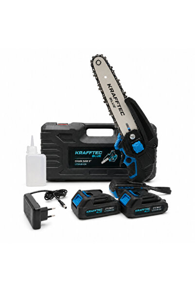 kraftech KRAFFTEC Drujbă electrică fără fir albastră de 6 " – Mini drujbă cu ...