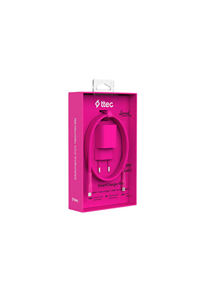 Ttec SmartCharger GAN 20W PD Seyahat Hızlı Şarj Cihazı Pembe 2SCG20CNP