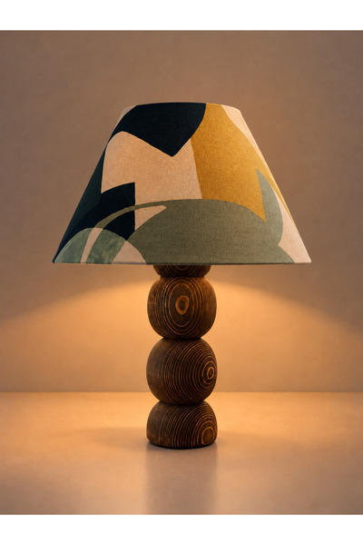 Artlight Atelier Simple Özel Şapkalı Doğal Ahşap Abajur