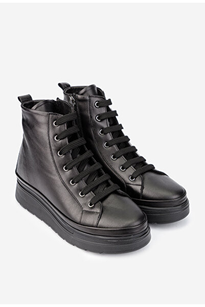 Dasha Ghete dama negre din piele naturala cu ornament