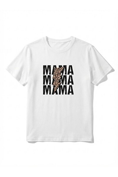 Flubutik White Triple Mama Printed Oversize Cotton T-Shirt