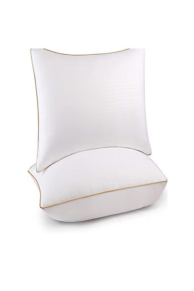 KEKE Satin Stripe Pillow White and Gold strips Queen (pack of 2) Bed Pillows ...