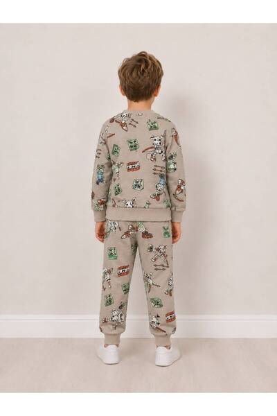 wees mod Erkek Çocuk Baskılı 2'li Pijama Takımı Sweatshir Pantolon