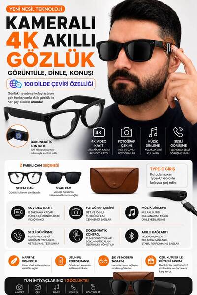 asfteknoloji 4K Kameralı-100 Dilde Çeviri-Yapay Zeka Destekli-Video ve Fotoğr...