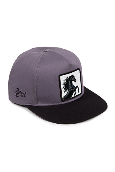 BlackBörk Black-Grey Hip Hop Hat with Horse Logo