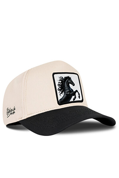BlackBörk Black-Beige Baseball Premium Cap with Horse Logo