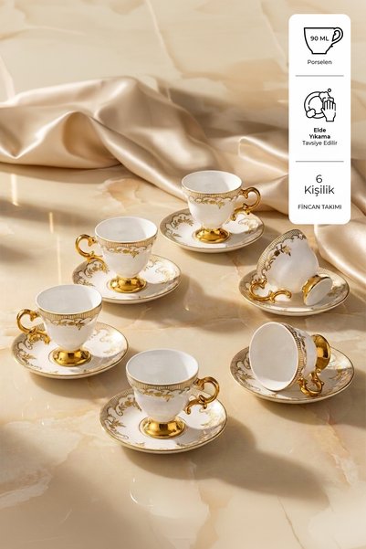 Emsan Golden 6 Kişilik Kahve Fincan Takımı 90 ml