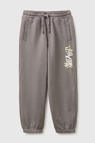 United Colors of Benetton Boy's Dark Gray Sweatpants with Drawstring Waist, E...