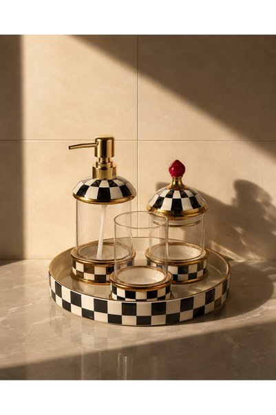 ROY KING LUMIO 4 PRÇ. BANYO SETİ SİYAH/BEYAZ GOLD