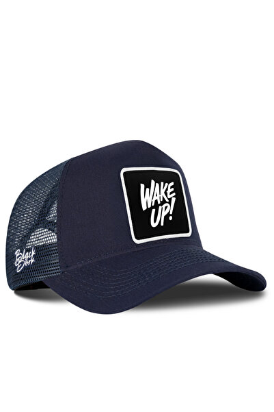 BlackBörk Wake up Logo Navy Blue Trucker Hat